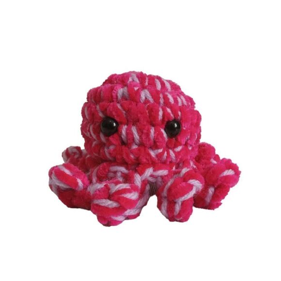 Handmade Small Pink & Purple Soft Plush Mini Amigurumi Stuffed Crochet Octopus - Picture 1 of 8